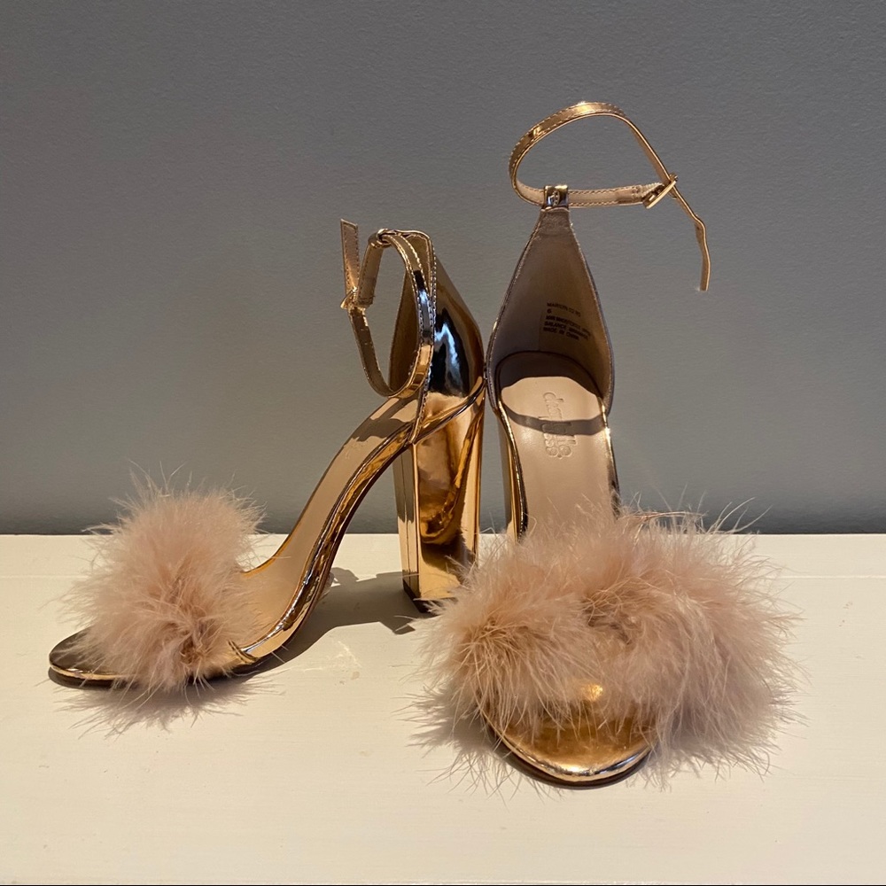 Rose Gold Fuzzy Heels